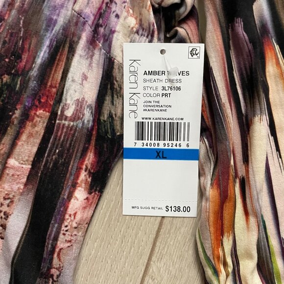 Karen Kane Amber Waves Sheath Dress XL Multicolor Polyester & Rayon Blend - Picture 3 of 9